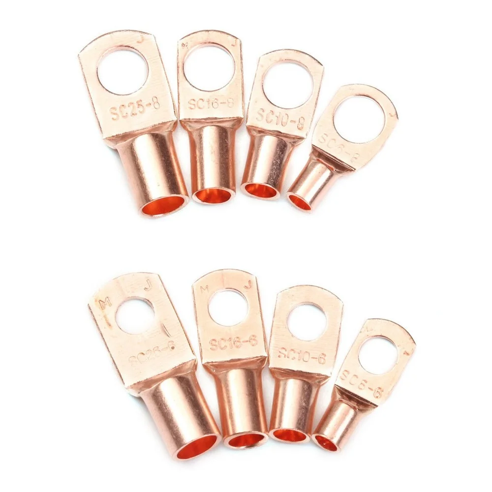 10/25/50/100pcs SC Type Wire Nose Terminal Copper Lug Ring Wire Connectors Bare Cable Electric Crimp Terminal SC6 SC10 SC16 SC25