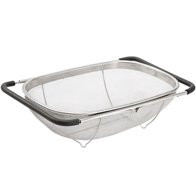 

【Ship Within Stainless Steel Telescopic Strainer Basket, Vegetable Fruit Strainers,Rubber Handle Kitchen Sink Strainer Basket To