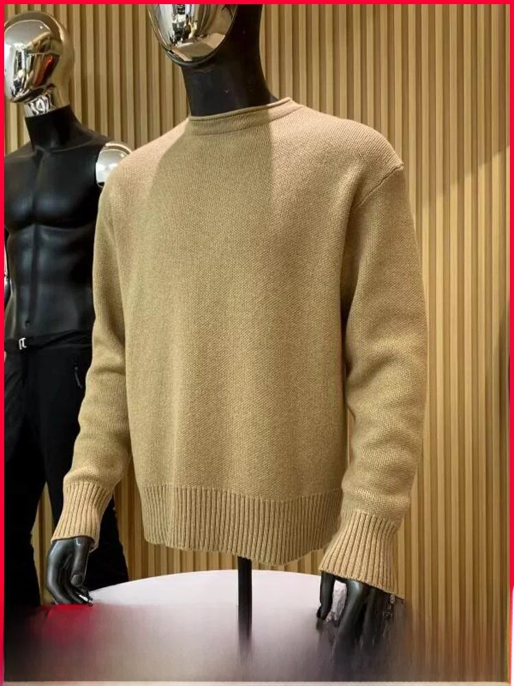 

Итальянский люксовый мужской повседневный универсальный вязаный свитер с круглым вырезом для активного отдыха, модный тренд