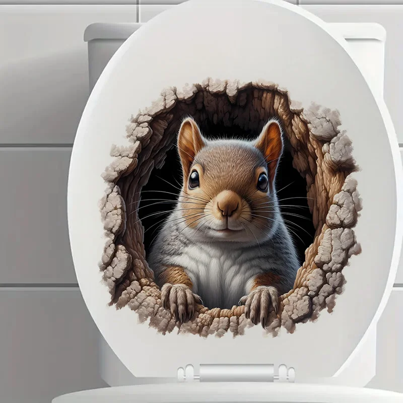 T2071#3D Squirrel Self-Adhesive Wall Sticker, Durable Material, Perfect for Home Wall Decor, Aesthetic Room Decoration