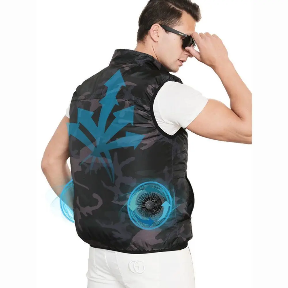 Fan Vest Air Conditioner Clothes Men's Summer Thin Overalls Vest Heatstroke Cooling Fishing Sunscreen Clothes