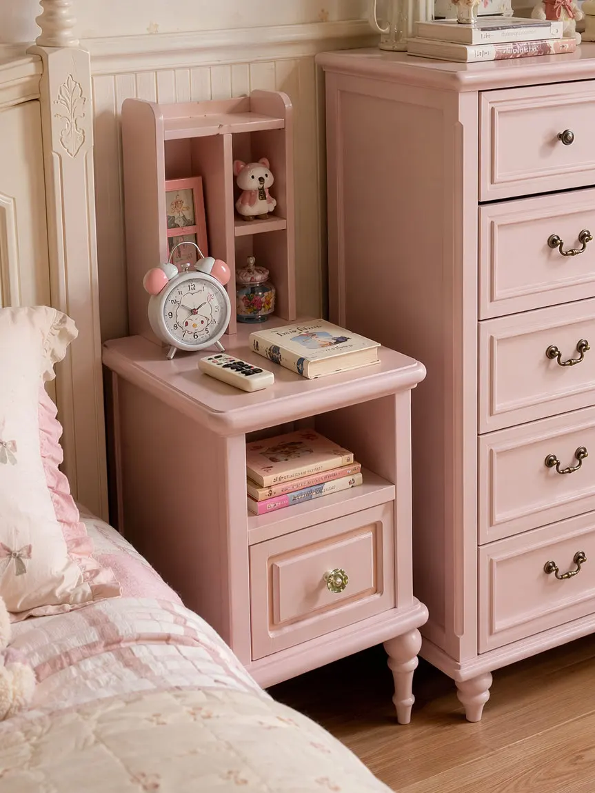 All solid wood bedside table with rack 15cm20 ultra-narrow small apartment bedside household bedroom seam mini cabinet