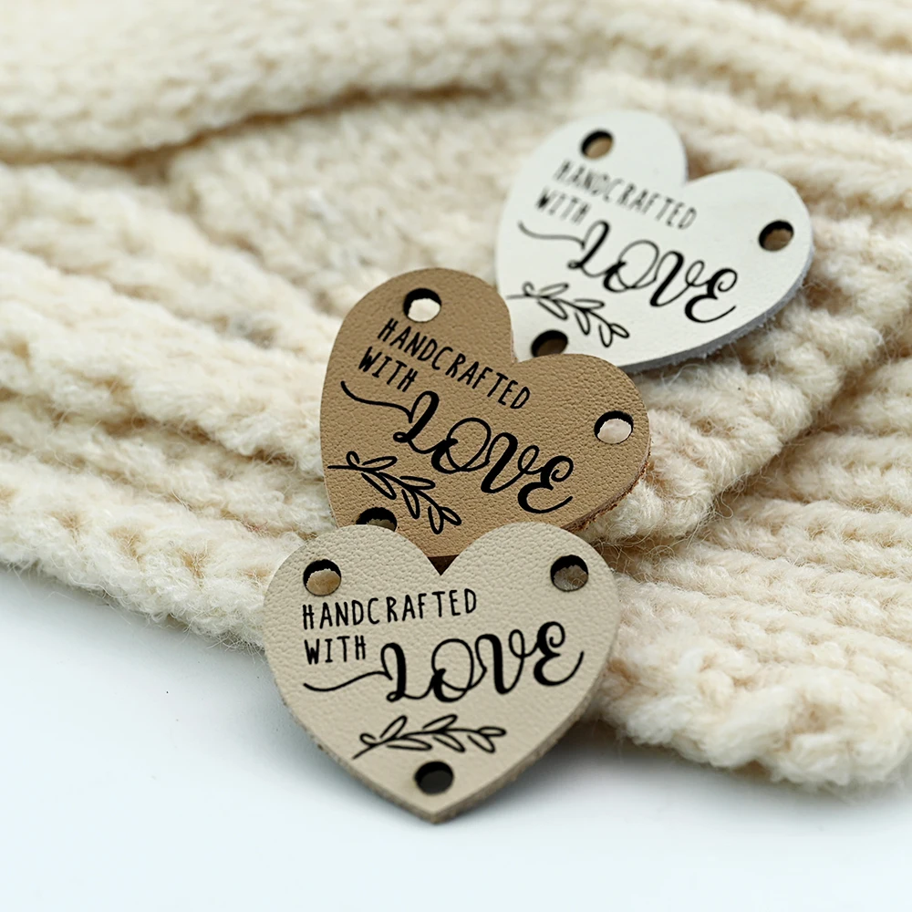 

Custom Leather Tags, Laser Engraved 32x30mm Heart 1mm Eco-Friendly Leather for DIY Crafts, Clothing & Gift Decoration