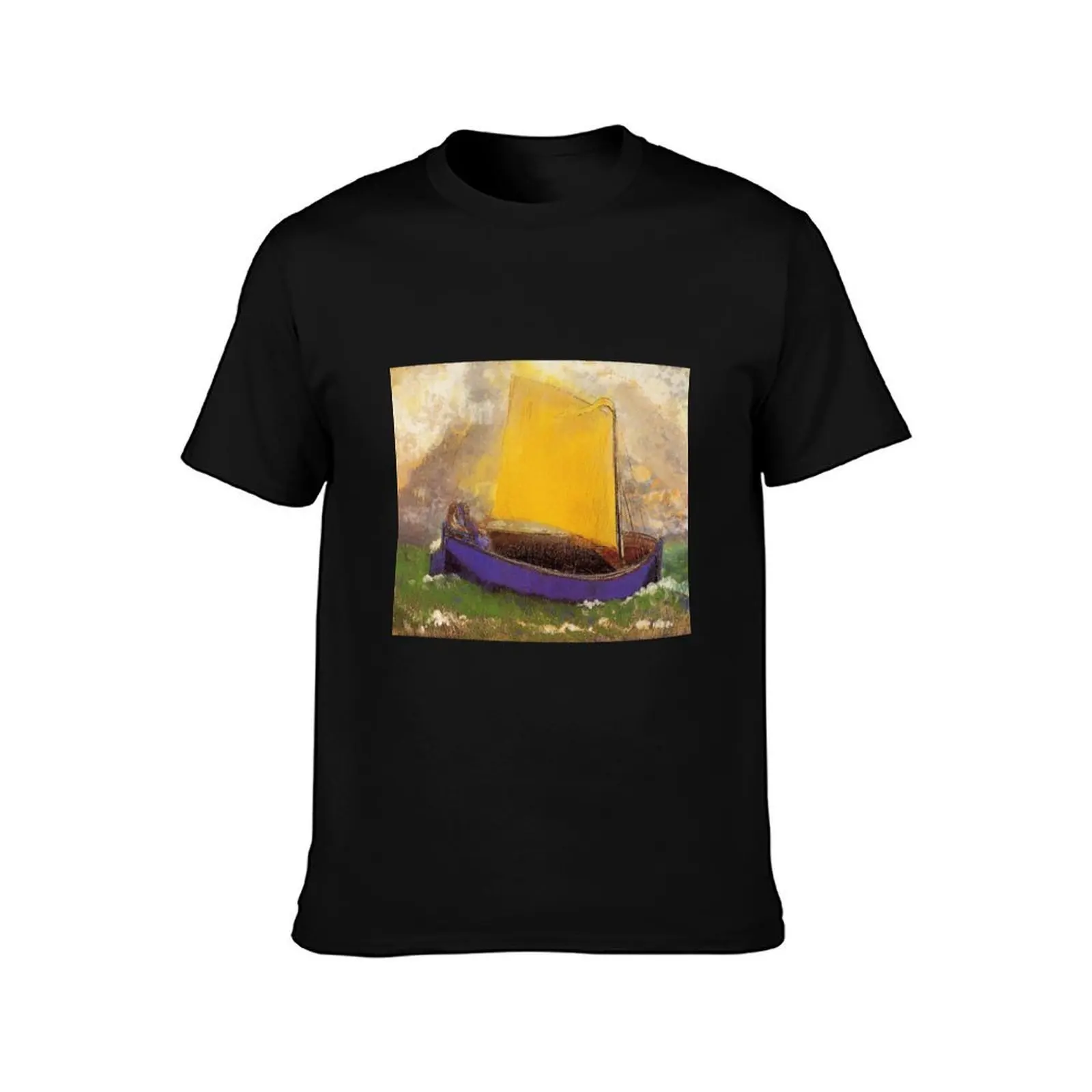 HD The Mysterious Boat  by Odilon Redon(1892) High Definition T-Shirt Summer Casual Cotton Tee Oversized Streetwear Tops