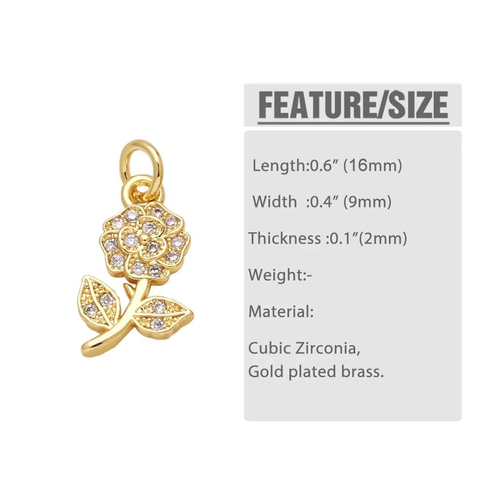 OCESRIO White Crystal Sunflower Charms for Bracelet Copper Gold Plated Cat Elephant Turkish Eye Jewelry Making Supplies chma273