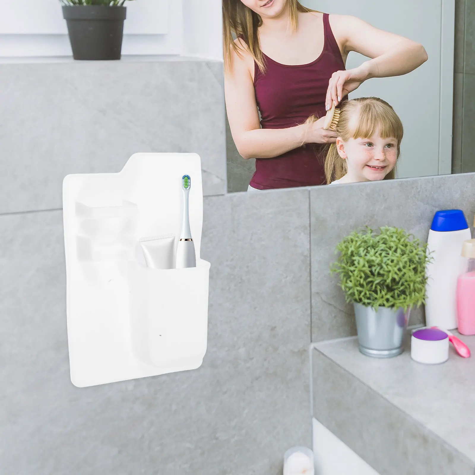 Self-Adhesive Toothbrush Rack Wall-Mounted Silicone Holder No Drilling Required Space Saving Elegant Design Keeps Brushes Clean