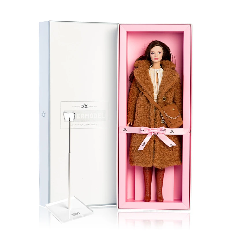 32cm Supermodel Doll With Clothes With Doll Holder Suit Fashion Yellow Sweater Series Princess Dress DIY Toy Collector Gifts Box