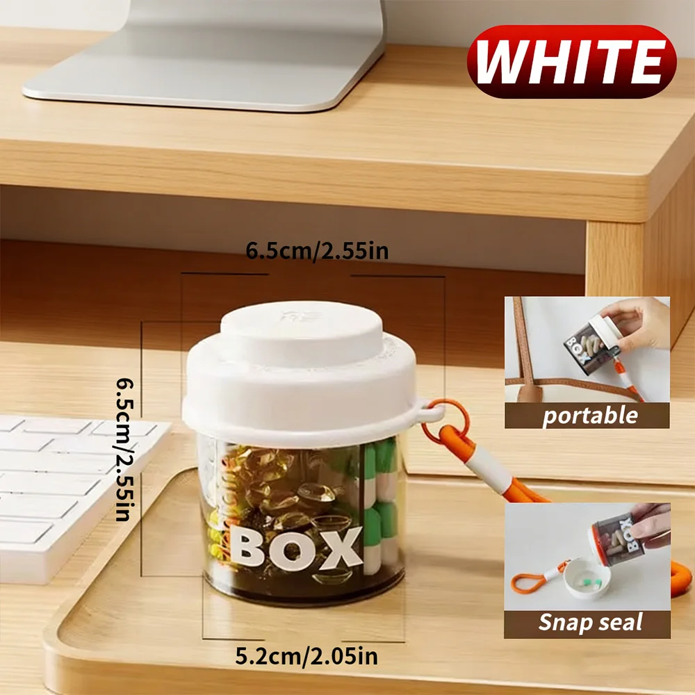 4 Compartments Round Pill Storage Box with Lid Portable Medicine Organizer for Home Office image 5
