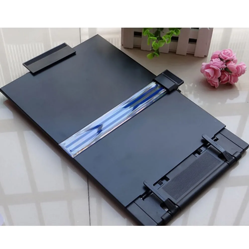 Adjustable Desktop Document Book Reading Stand Holder Bracket Advertise Display Copyholder with Line Guide Ruler and Clip Black