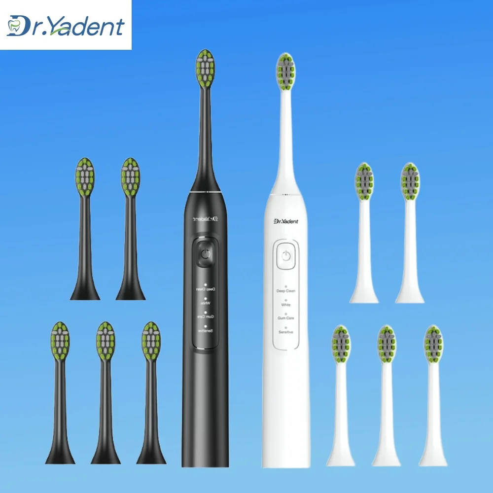 

Электрическая зубная щетка Dr.Yadent Sonic YD-05, набор с зарядкой через USB, водонепроницаемая, IPX7, для взрослых, с 12 насадками для зубных щеток, 4 режима, умное время