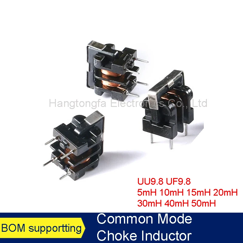 5PCS Common Mode Choke Inductor UU9.8 UF9.8 5mH 10mH 15mH 20mH 30mH 40mH 50mH for Filter Inductance Pitch 7*8mm Copper Wire