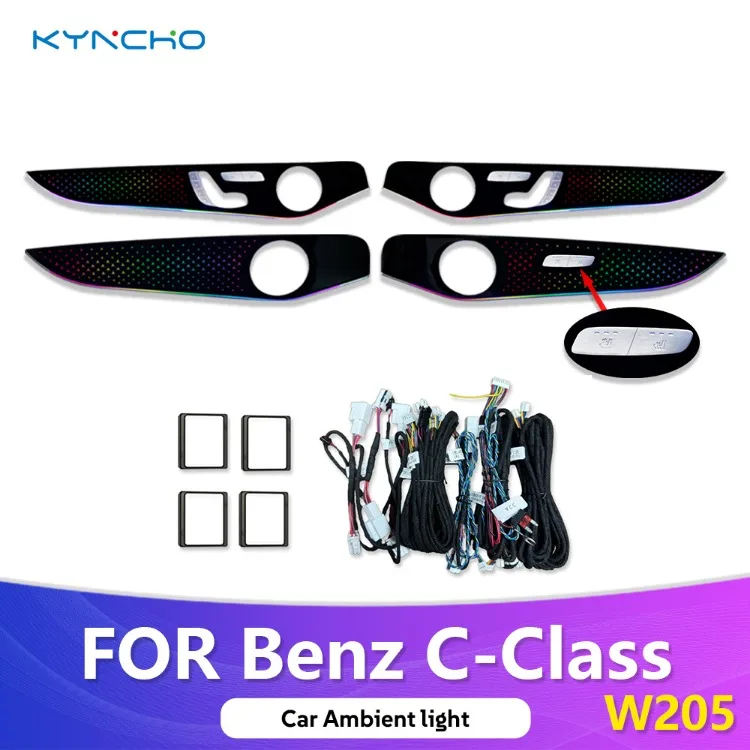 KYNCHO LED Car Ambient Light Kit for BENZ C CLASS W205 64 Colors RGB Bluetooth App Control Symphony Auto Interior Lighting