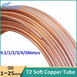 1-5Meters Copper Tube/Copper Coil Air Conditioning Copper Tube 99.9% T2 Soft Copper Tube OD2/3/4/6/8/10/12/14mm