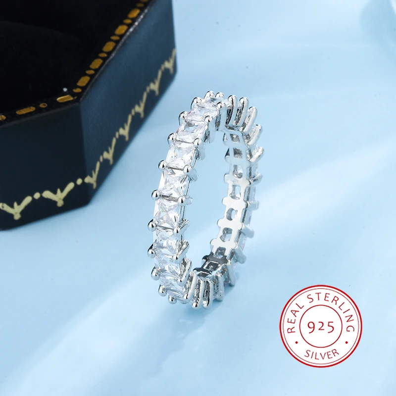 Новое женское простое серебряное кольцо с цирконом 925, кольцо AAAA с блестящим цирконом, обручальное кольцо, модное кольцо с вечным обещанием, кольцо для пары, Рождественский подарок