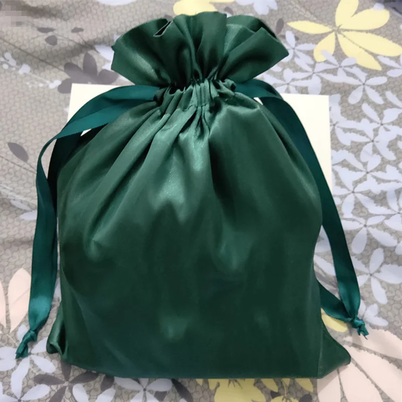 

Drawstring Bag Jewelry Pouch Satin Gift Bag Wood Ear Pocket Hair Extensions Packaging Bags Manufacturer Customized Bags 50P