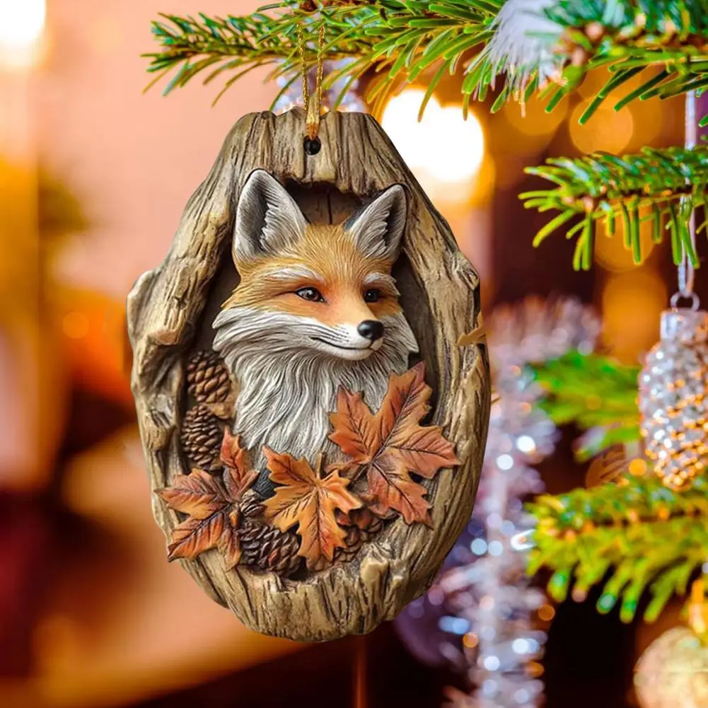 

Christmas Ornaments Unique Design Holiday Decorations Acrylic Fox Christmas Ornaments Set 2d Forest Hanging for Xmas for Lovers