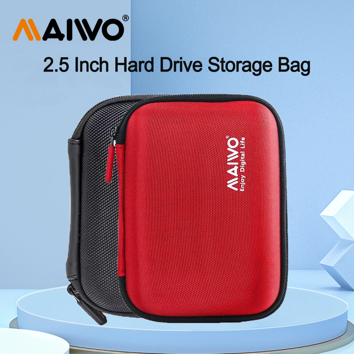 MAIWO 2.5'' Storage Protection Bag in Black/Red/Blue Colors HDD Box Bag Case for External Hard Drive/Earphone/Data Line HDD Case