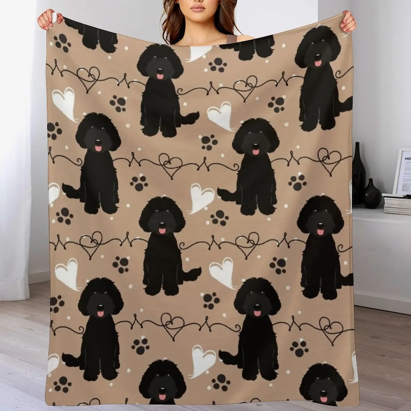 

LOVE Black Labradoodle Throw Blanket for winter halloween Retros Blankets