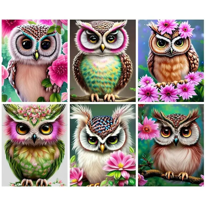 CHENISTORY Diamond Embroidery Complete Kit Owl Diamond Art Painting Kits Mosaic Animals Modular Pictures Decoration For Home