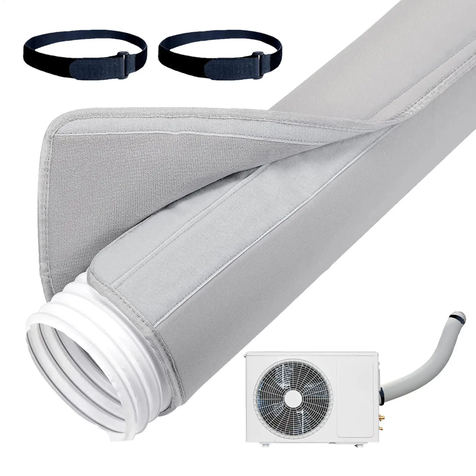 

AC Hose Insulation Sleeve 3 Layer Duct Vent Pipe With Adjustable Straps Air Conditioner Hose Cover Wrap For 5 Inch To 5.9 Inch