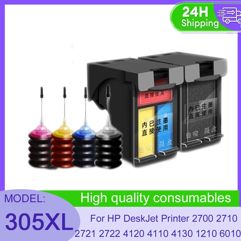 Vilaxh 305XL para HP 305 305 XL, cartucho de repuesto de tinta para impresora HP DeskJet 4120 4110 4130 1210 6010 2700 2710 2721 2722