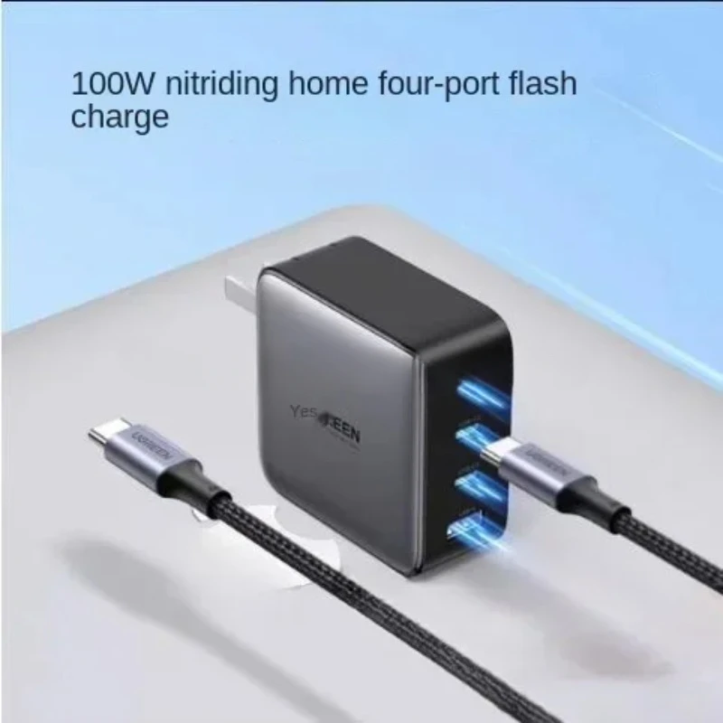 Nexode-USB C Desktop Charger, 6-Port GaN PD Quick Charger, 3FT USB C to-C Charging Cable, Suitable for Ugreen Charger, 200W