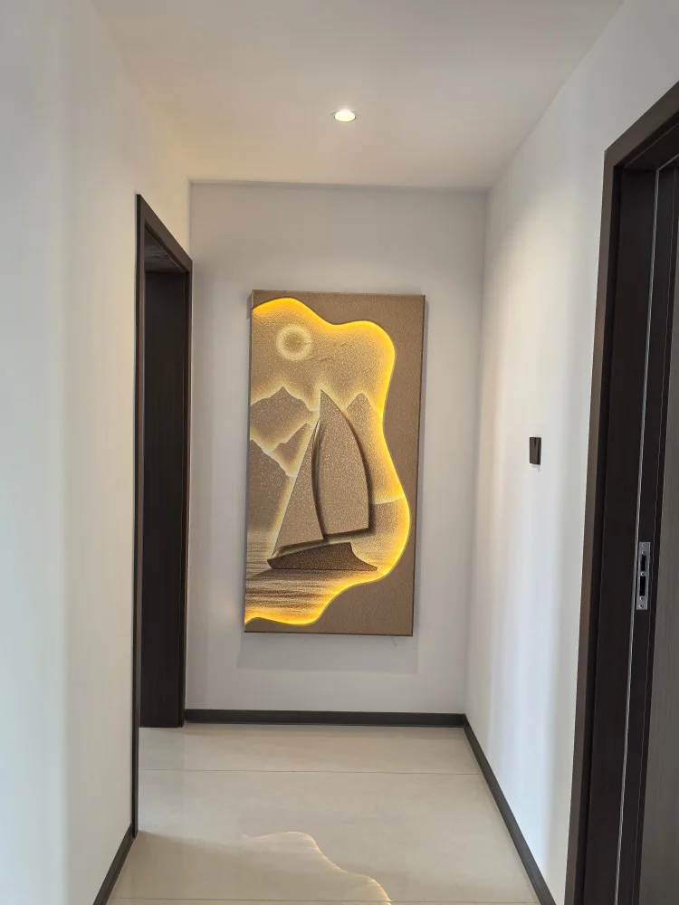 Modern Minimalist Led Entrance Decoration Painting Living Room Corridor Hanging Painting Sandstone Room Luminous Wall Lamp