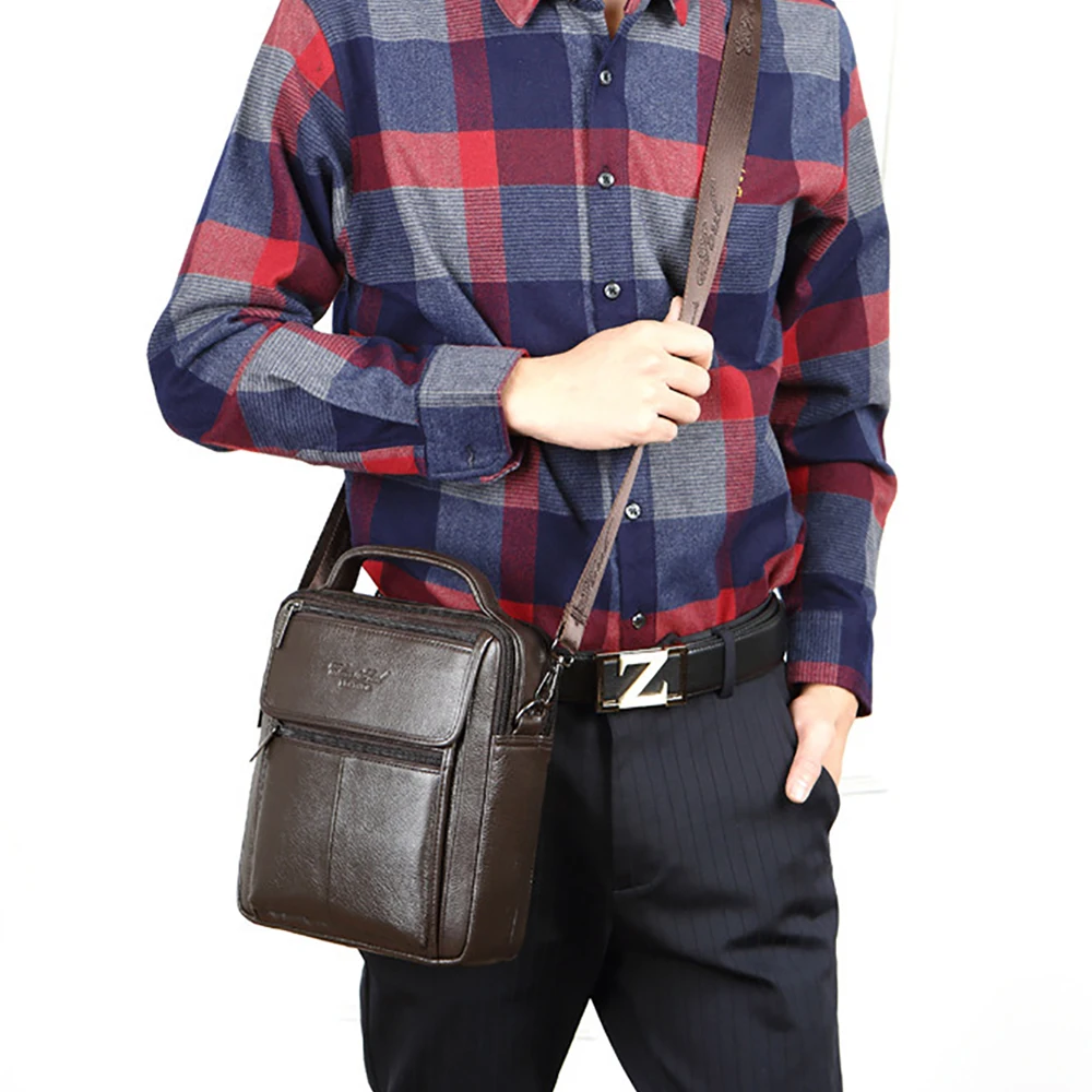 Hecho de cuero genuino bandolera mensajero bolso de mano de cuero de vaca de negocios para hombre bolsos casuales de viaje de alta calidad para