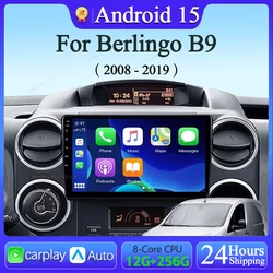 Android 15 Carplay Auto For Citroen Berlingo B9 2008-2019 Car Radio Multimedia GPS Navigation Video Player 360 Camera 4G WIFI BT