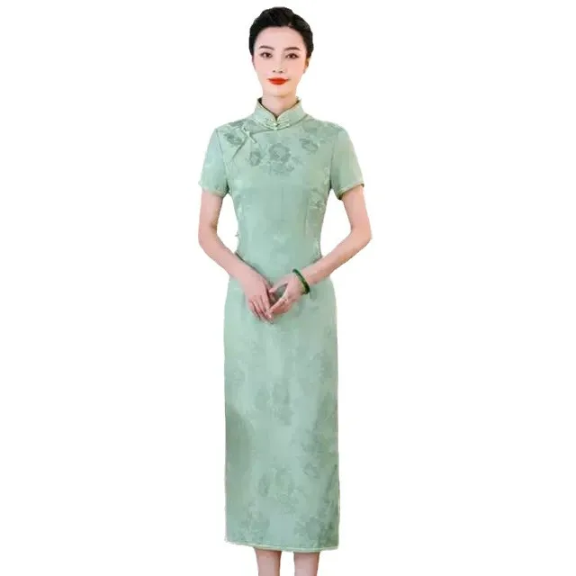 Quality Real Silk Cheongsam Qipao Summer Women's Retro Improved Dress Graceful Chinese Style Dress