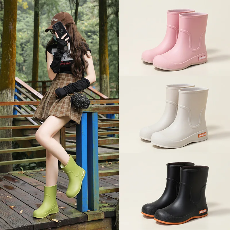 Unisex Waterproof Rain Boots Men Women Short Ankle Boots Slip On Lightweight Non Slip Durable Outdoor Mud Festival Camping Shoes