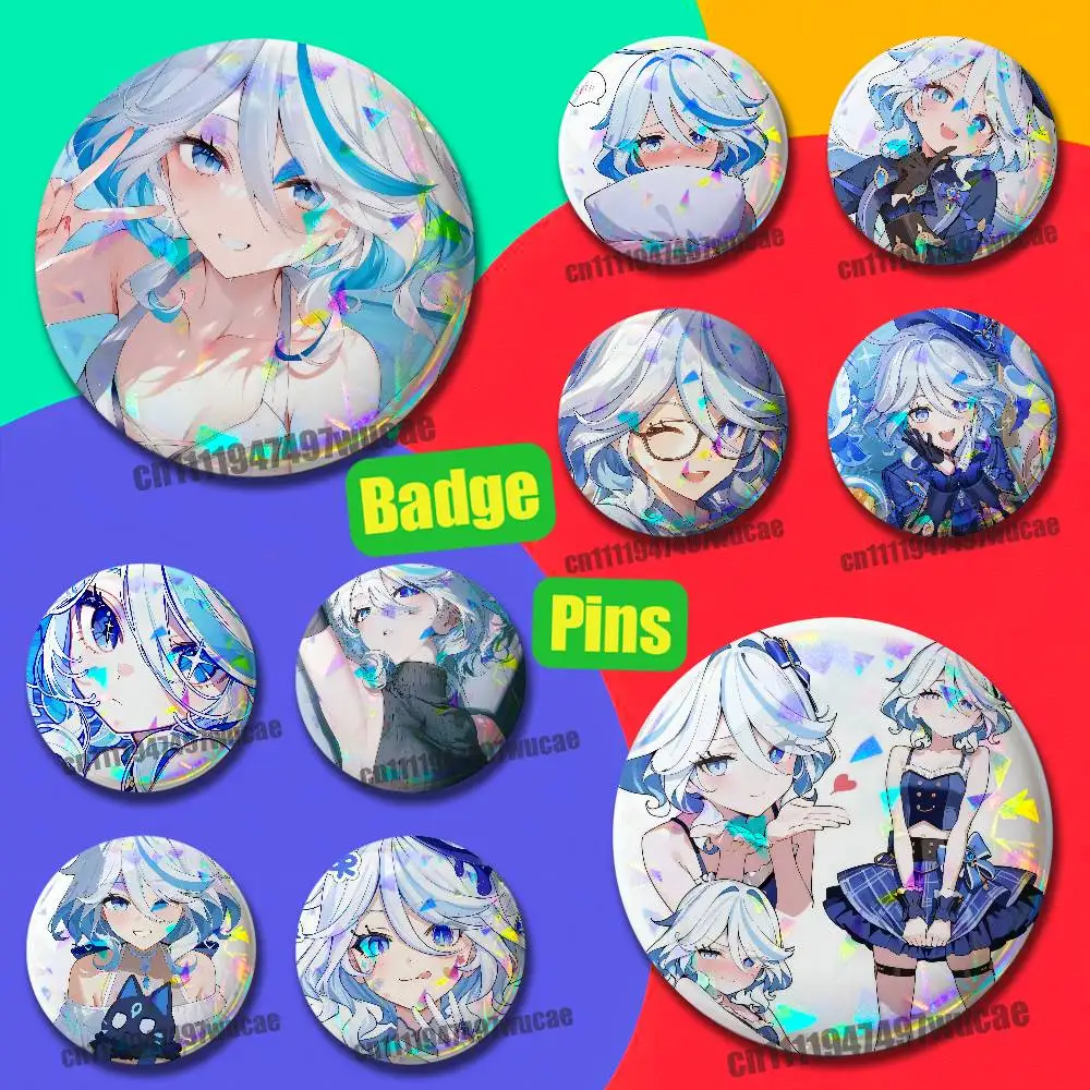 Custom Pin Insignia Emblem Round 25mm 44mm 58mm 75mm 32mm Laser Film For Furina Genshin Impact Badge Cover