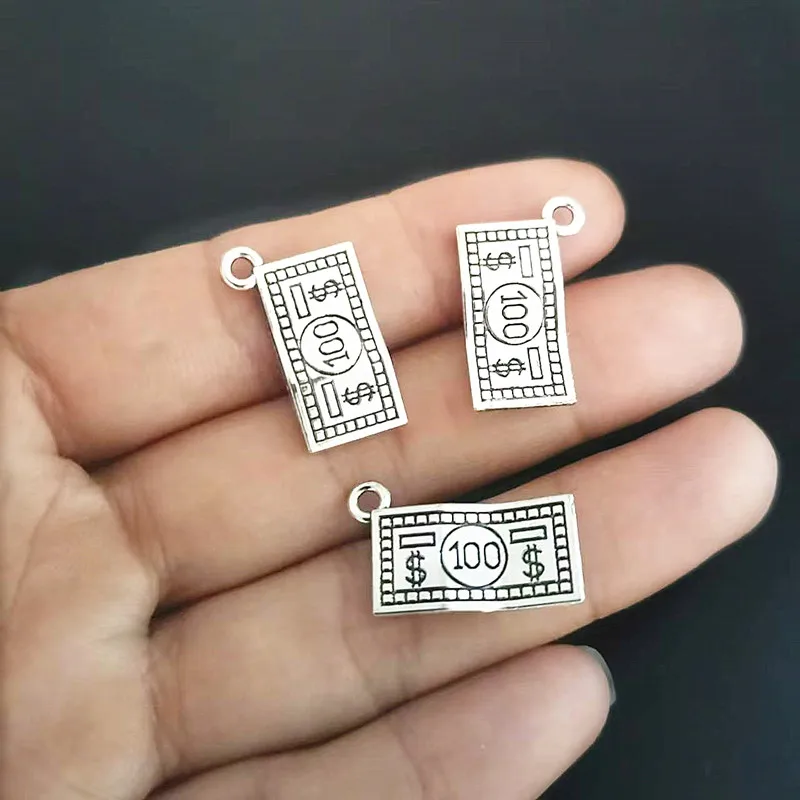 15 Pieces/Lot 21*10mm Antique Silver Retro DIY Alloy Accessories US Dollar Pendant