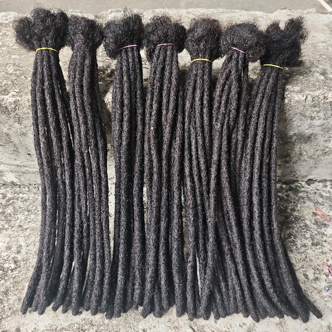 

Dreadlock Human Hair Extensions 6-20inch 0.6cm Width 10strands/pcs Handmade braiding Crochet Hair Bulk for Locs Repair Braids