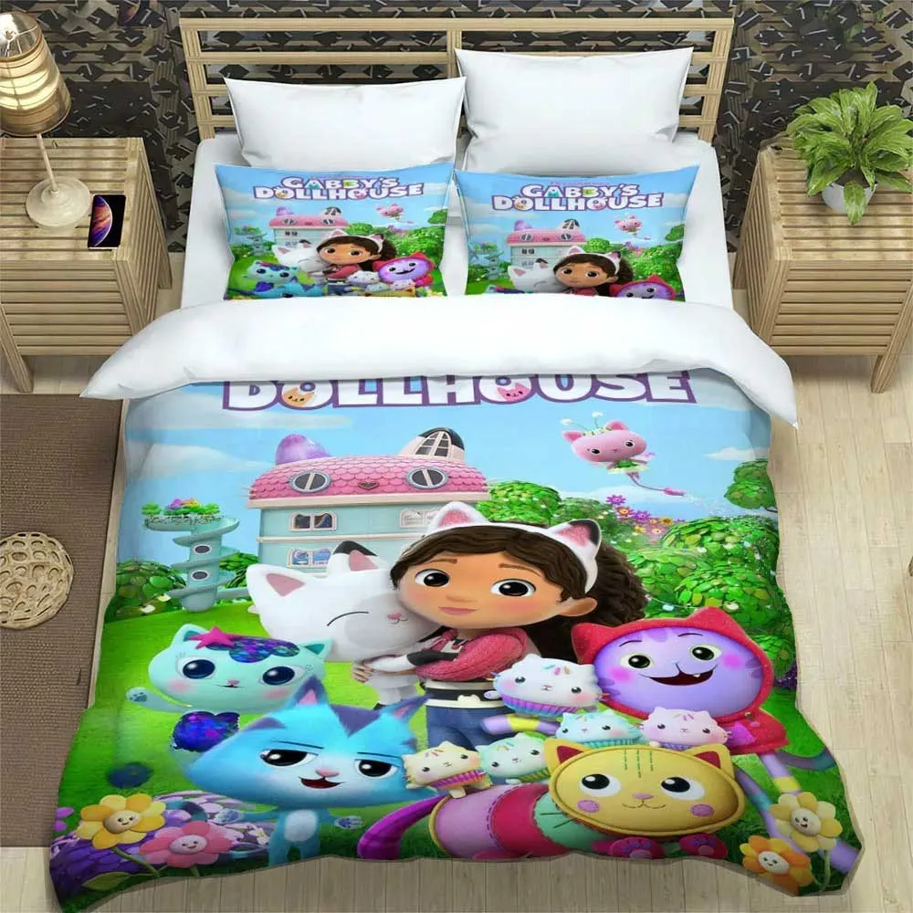 G-Gabbys Doll house 3D Printed Duvet Case Pillowcase Bedding Set Twin Full King for Kids Adults Bedroom