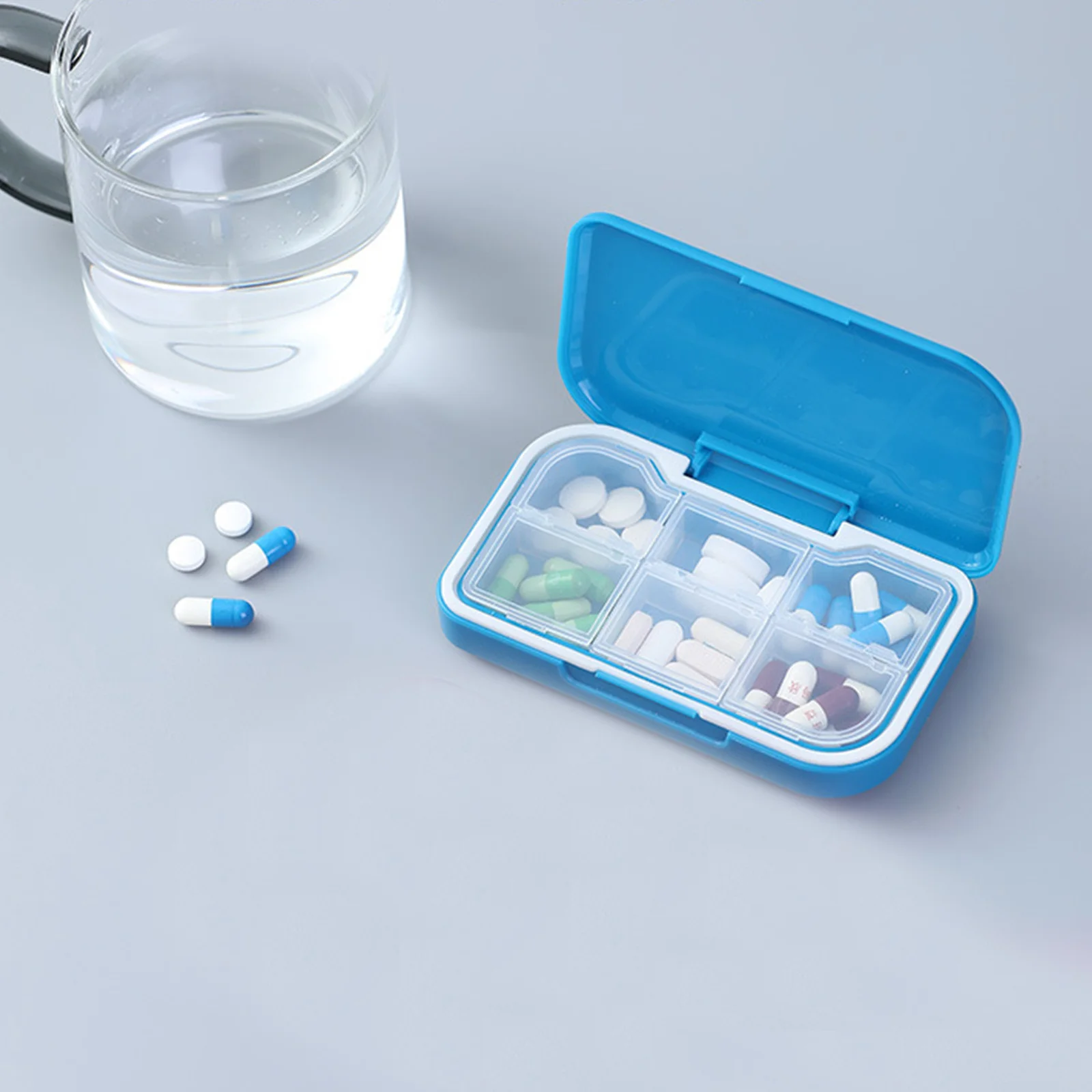 

2pcs Portable Pills Organizer Case 6 Compartments Medicine Holder Travel Tablet Storage Box Sealed Container Weekly Daily