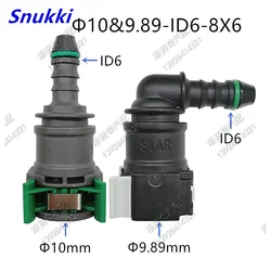 9.89mm D10 ID6 SAE Fuel pipe joint Fuel line quick connector 90 degree ID6 connect nylon pipe with 6mm inner diameter 2pcs a lot