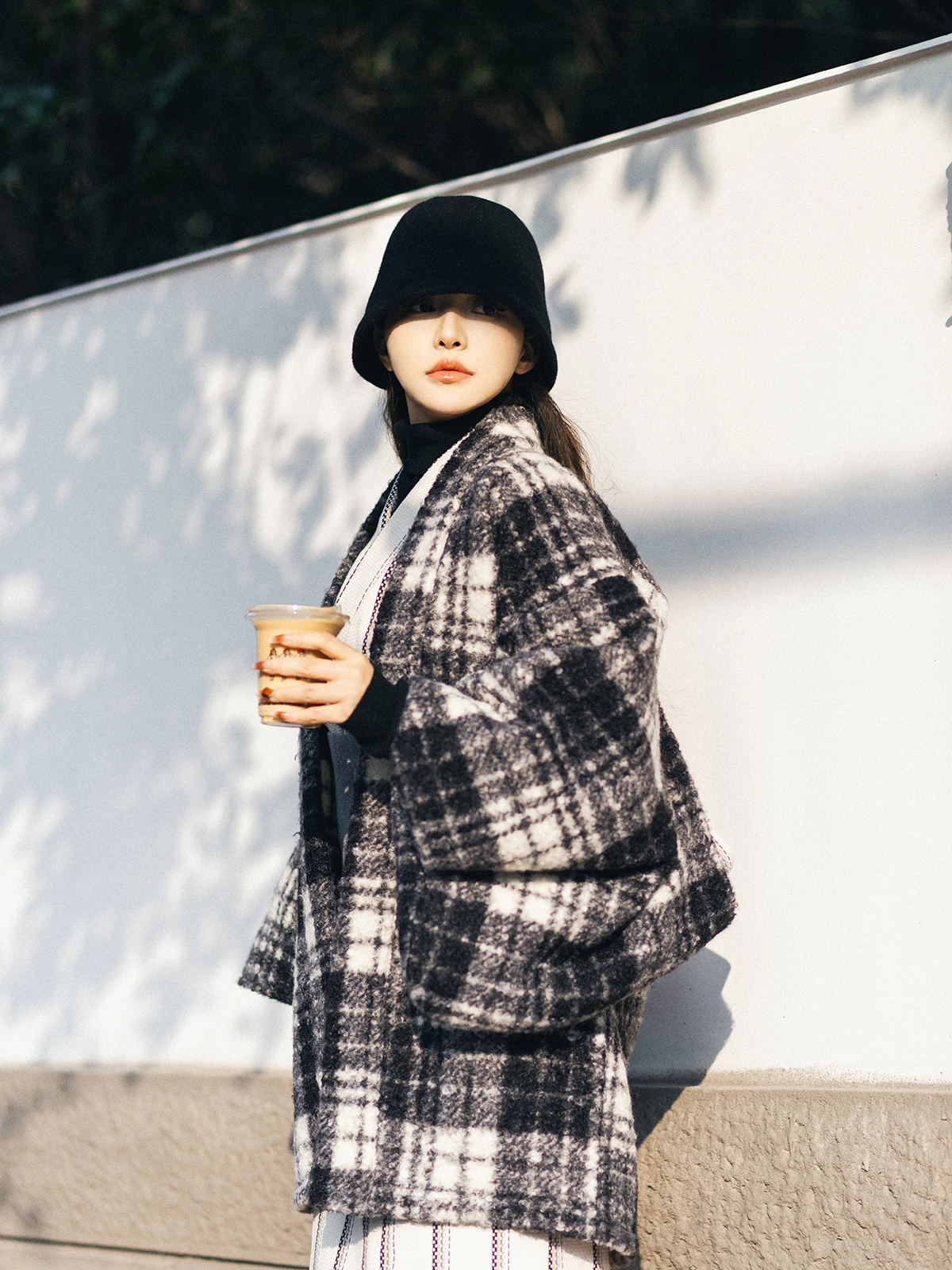 Thiened ラムファー着物 Sle アウター チェス柄 日本製 Sle レディース コート 毎日の通勤や秋冬の着用に