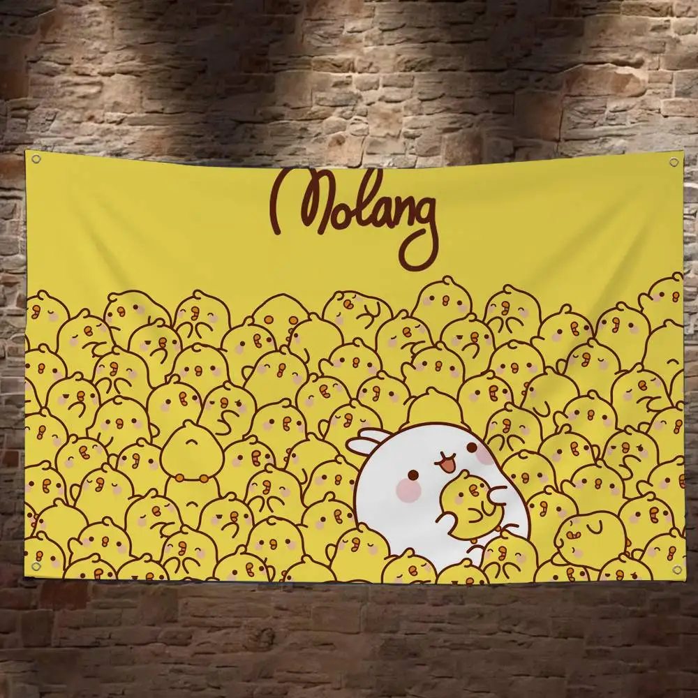 Anime Cute M-Molang DIY Flag For Family Group Photo Living Room Home Dorm Decor Wall Art Decor Banner