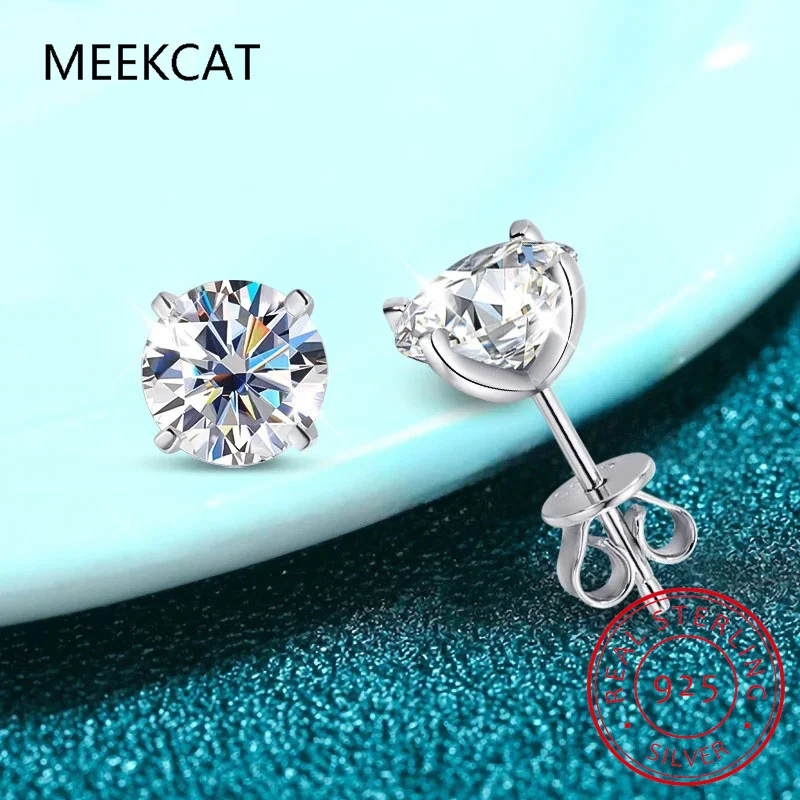 

Each 0.2-2CT GRA Certified Moissanite Stud Earrings for Women 4 Claw Sparkling Wedding Party Jewelry Sterling Silver S925