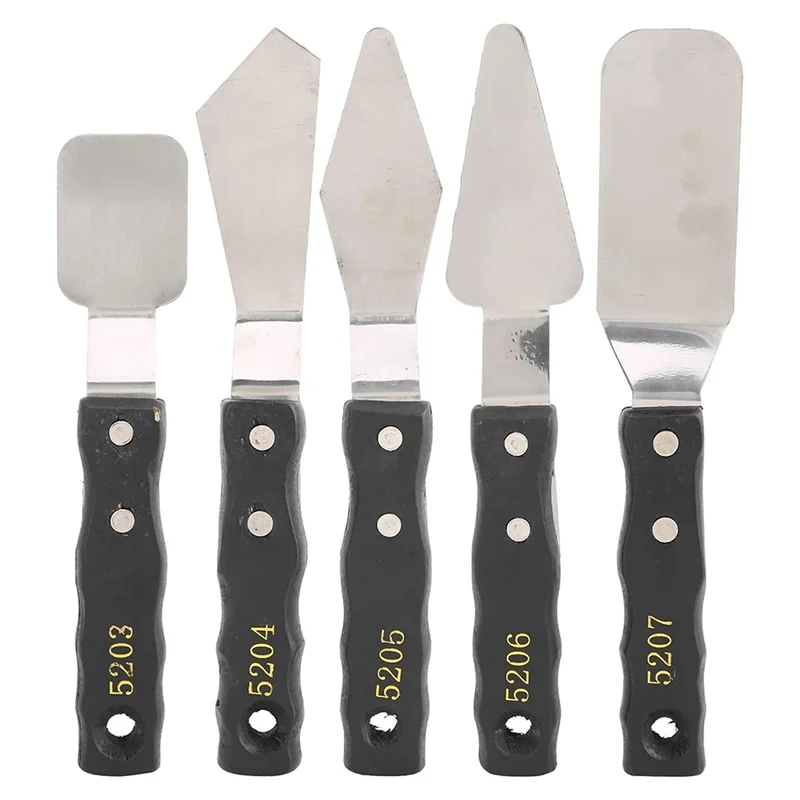 

5 Pieces Painting Knives Stainless Steel Spatula Palette Knife Set For Oil, Canvas, Acrylic Mixing Suitable For Artists-Y78A