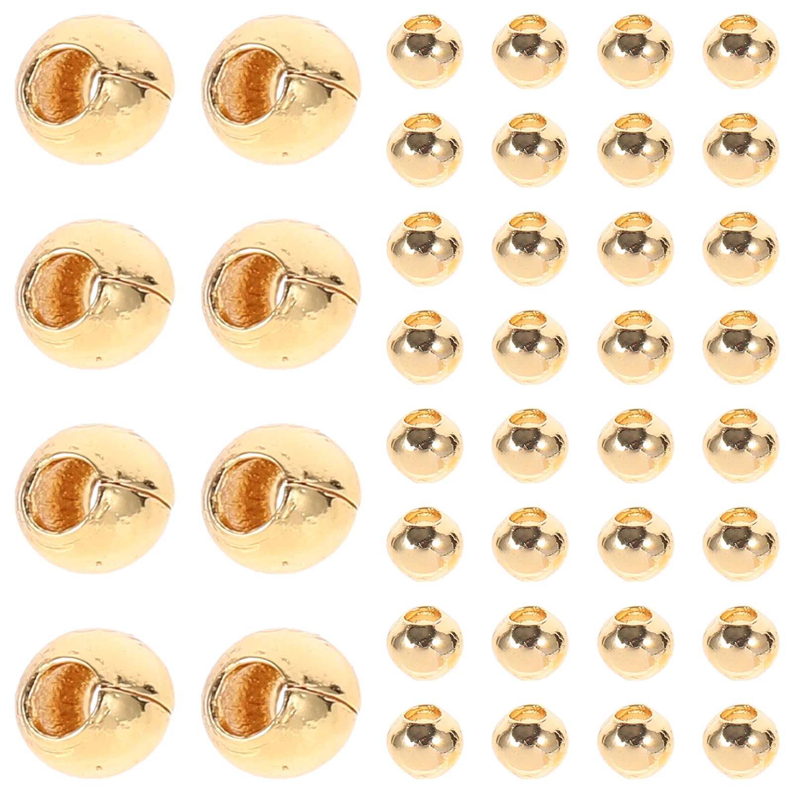 

600pcs 2mm Plated Crafting Loose Beads Copper Beads for DIY Jewelry Making Supplies Spacer Bead Craft Materials