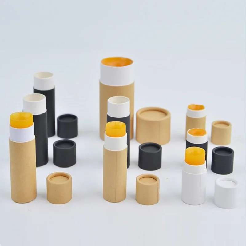 5Pcs/lot Kraft Paper Push Up Lipstick Tubes Biodegradable Cardboard Cosmetic Cylindrical Packaging Lip Balm Deodorant Container