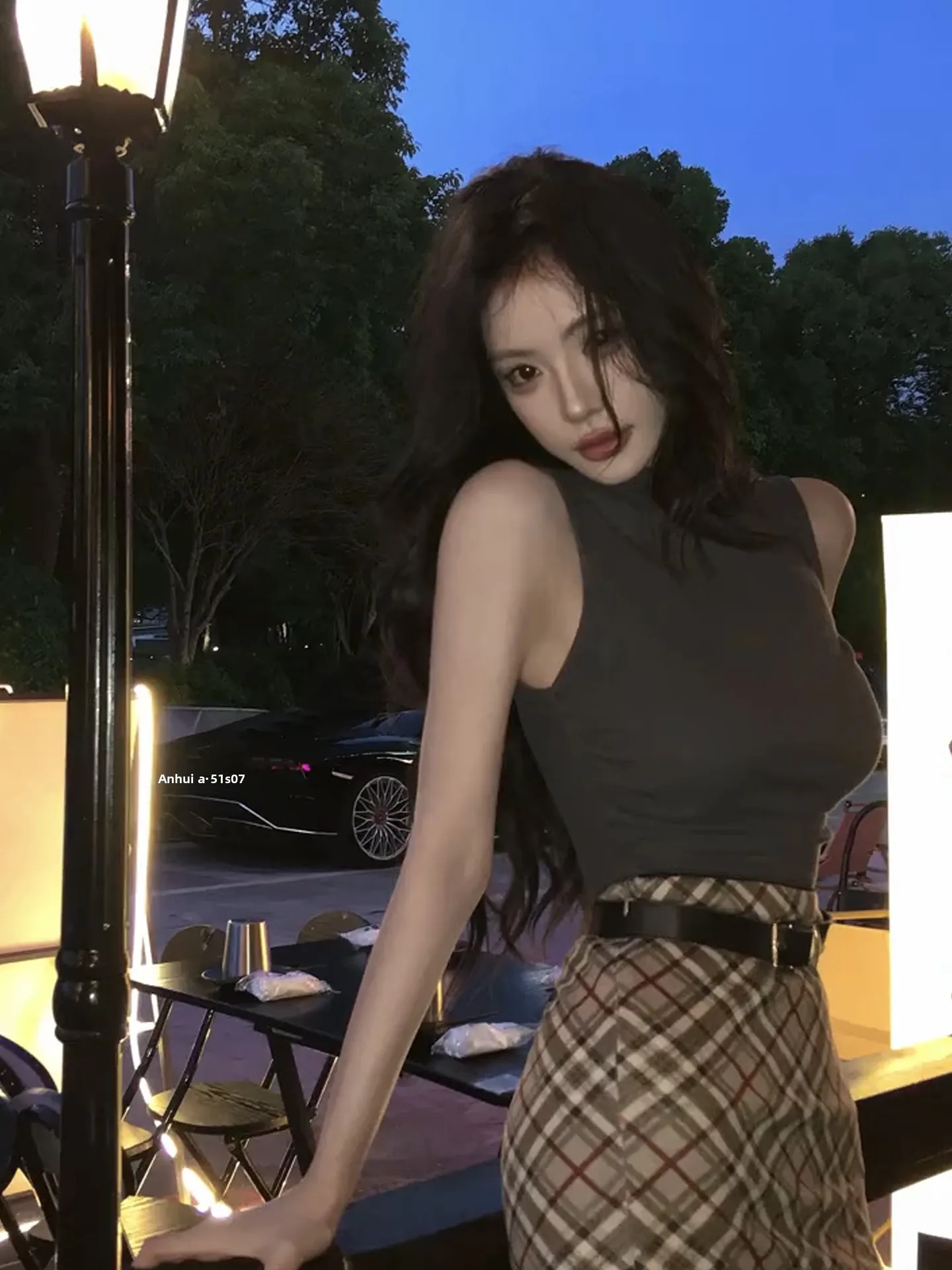 

XZY Summer Slim Fit Sleeveless High Collar Women's plus Size Hong Kong Style Set with Half Skirt Fashionable Commute Polyeste...