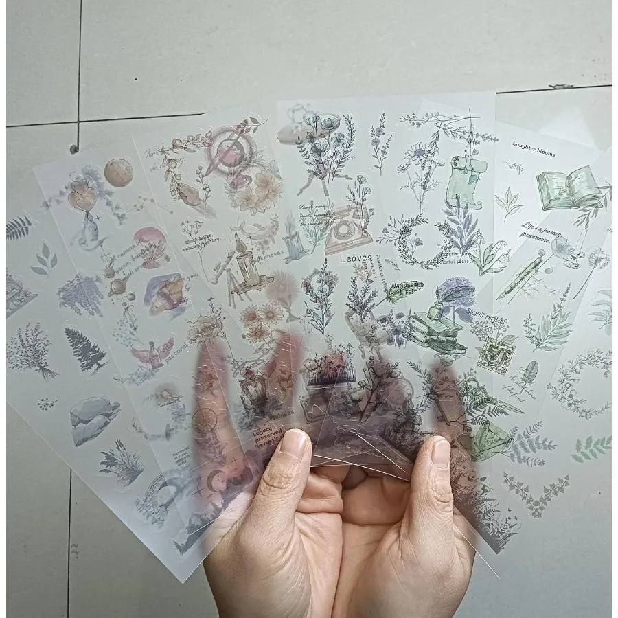 

75pcs Scrapbook Stirs Vintage Waterproof Bird Stirs for Adults Teens Matte Flowers Leaves Animal for Planner Laptop Scrapbng Jo