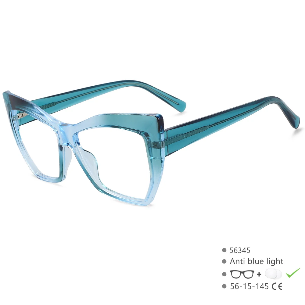 Neue Blaulichtfilter-Computerbrille für Damen, Brillengestell für Sehstärke, Katzenaugen-Design, Anti-Ermüdungs-Brille 56345