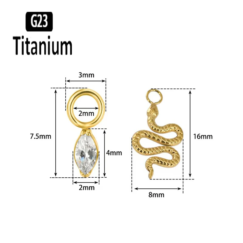 G23 Titanium Hanging Pendant Accessory CZ Drape Suitable for Earrings Nose Rings Cartilage Helix Studs Lobe Lip Piercing Jewelry