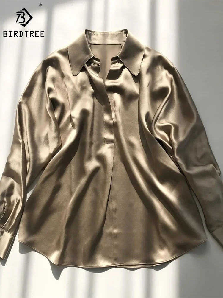 

100%Pure Real Silk,20Mm Women Silk Blouses,V Neck Bat Sleeves Sandy Wash,Chic Shirts,2024 New Spring Autumn Tops,T36731QM