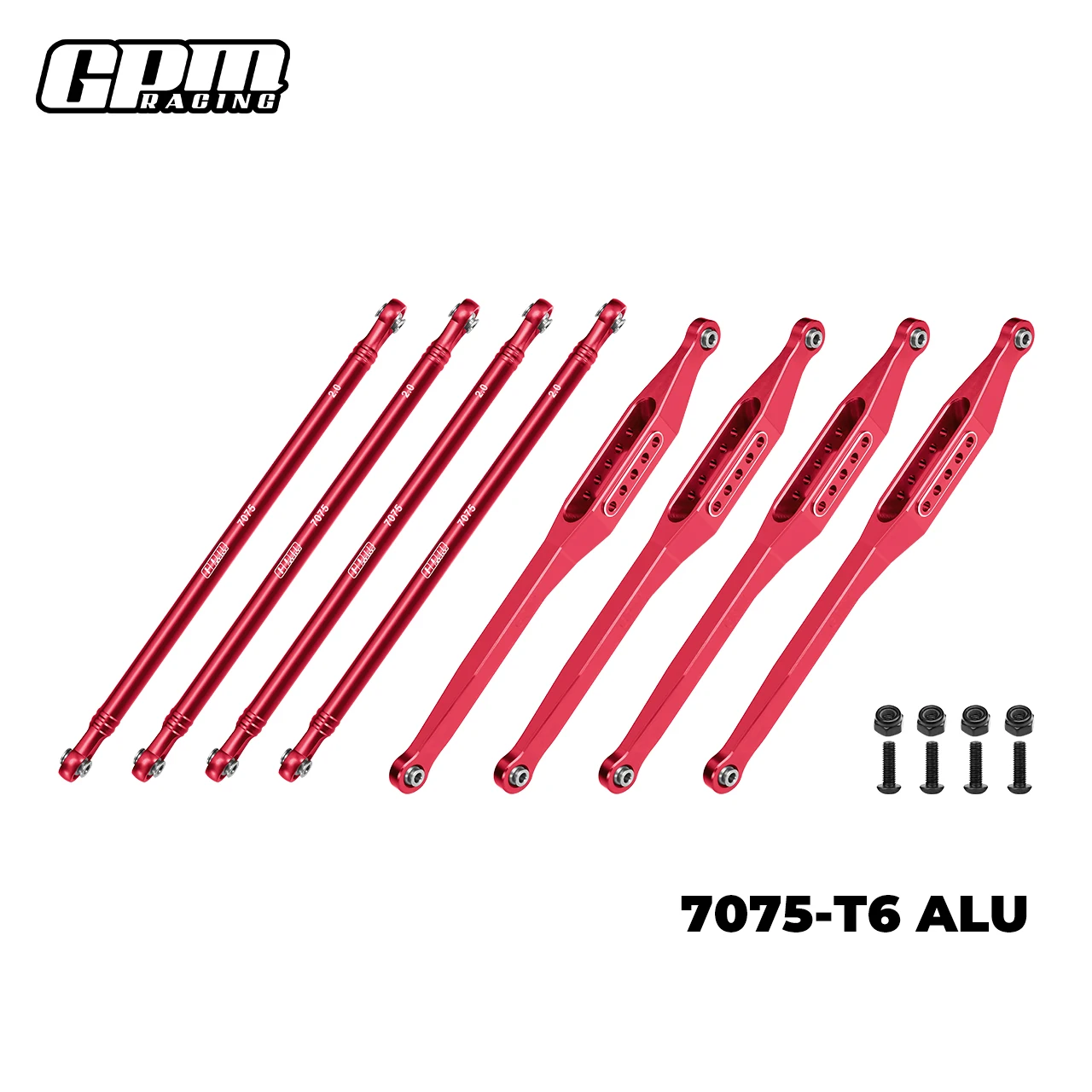 Juego de barra de enlace superior e inferior de aleación GPM 7075-T6 para excavadora de tumbas LOSI 1/8 LMT 2,0