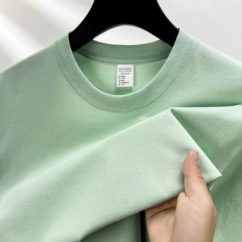 High Quality 100_ Cotton Short Sleeve Men's T-Shirt Summer Round Neck Loose Casual Solid Color Plus Size Breathable Top Women